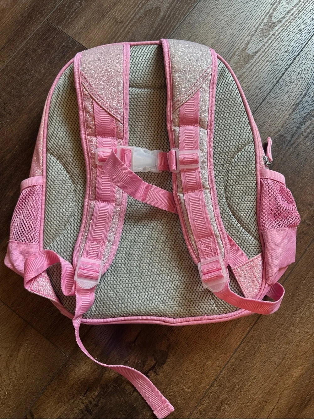 Small sized Pottery Barn Kids pink sparkly backpack